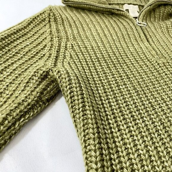 RUBY MOON GREEN KNIT ZIPPED MOCK NECK LONG SLEEVE SWEATER DRESS - S - Picture 8 of 11